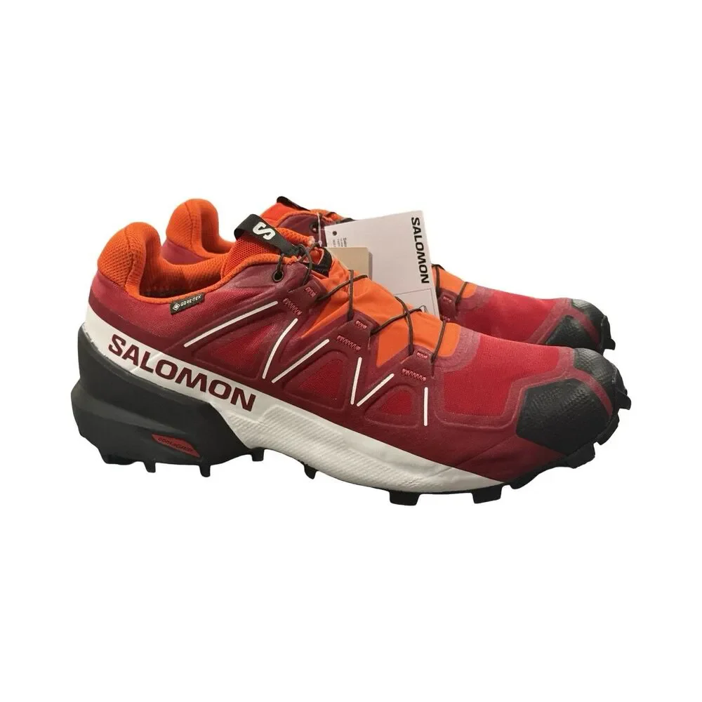 Size 10 Salomon Speedcross 5 GTX Trail Red Orange Mens Running Shoes 475691